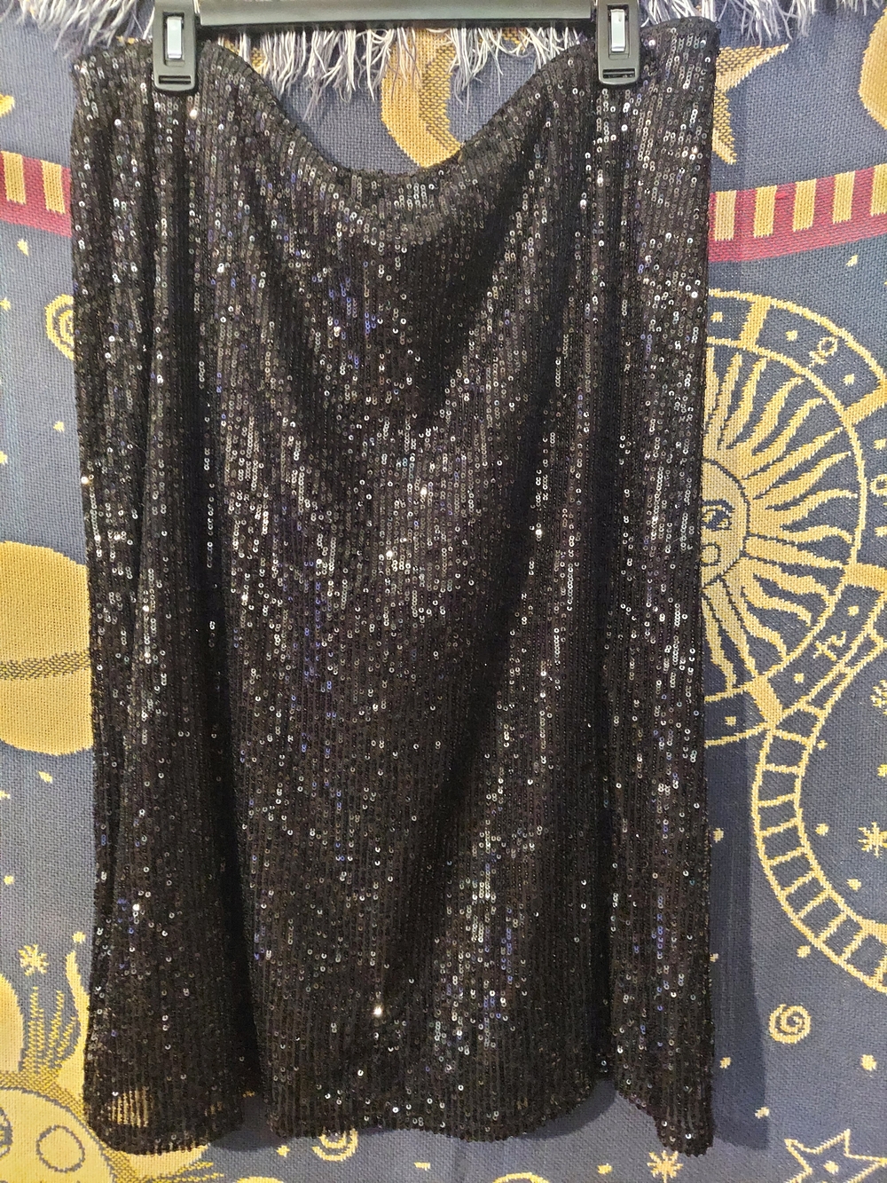 Black Sequin Midi Skirt